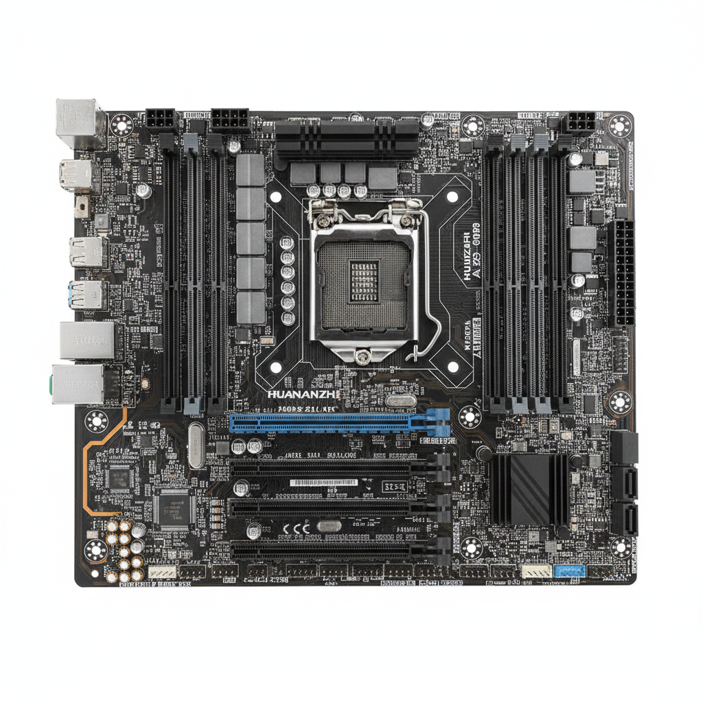 Placa-mãe X99 2026 Huananzhi X99-F8 — vista geral com slots DDR4 e socket LGA2011-3