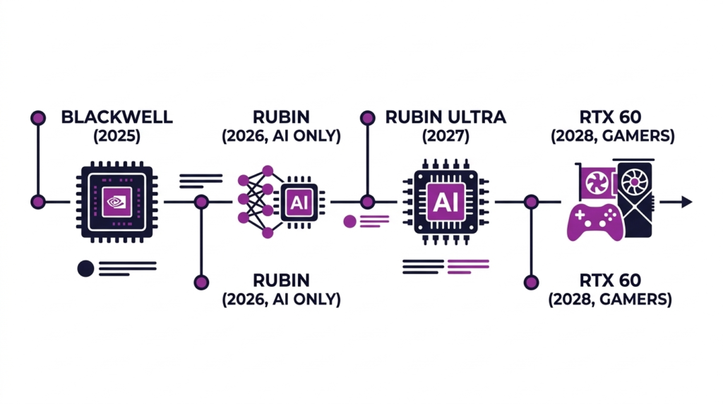nvidia roadmap rubin 2026 rubin ultra 2027 feynman rtx 60 series gamers
