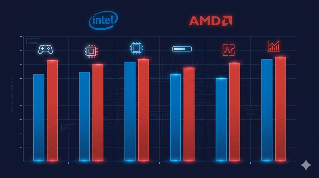 intel core ultra 270k plus benchmark gaming comparativo amd ryzen 2026