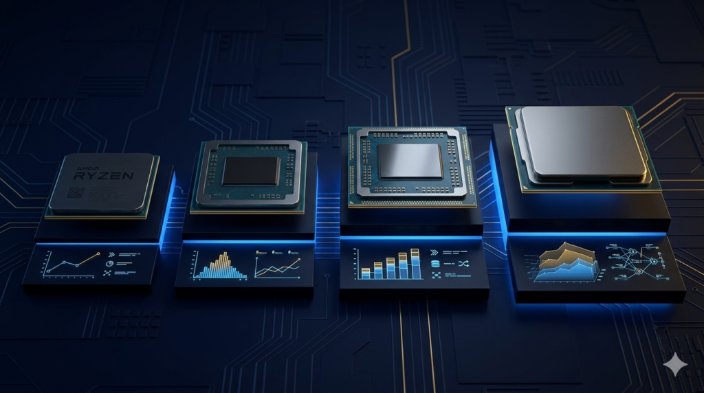 linha CPUs Ryzen 9000 comparativo Zen 5 workstation 2026Copiar ALT